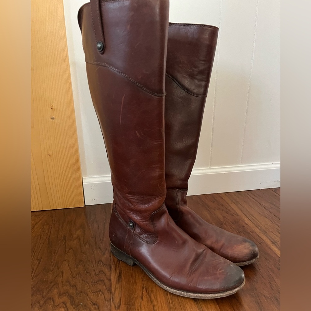 Frye Melissa Button Riding Boot Cognac Brown Women’s Size 9B